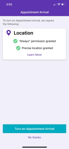 turn on appointment arrival